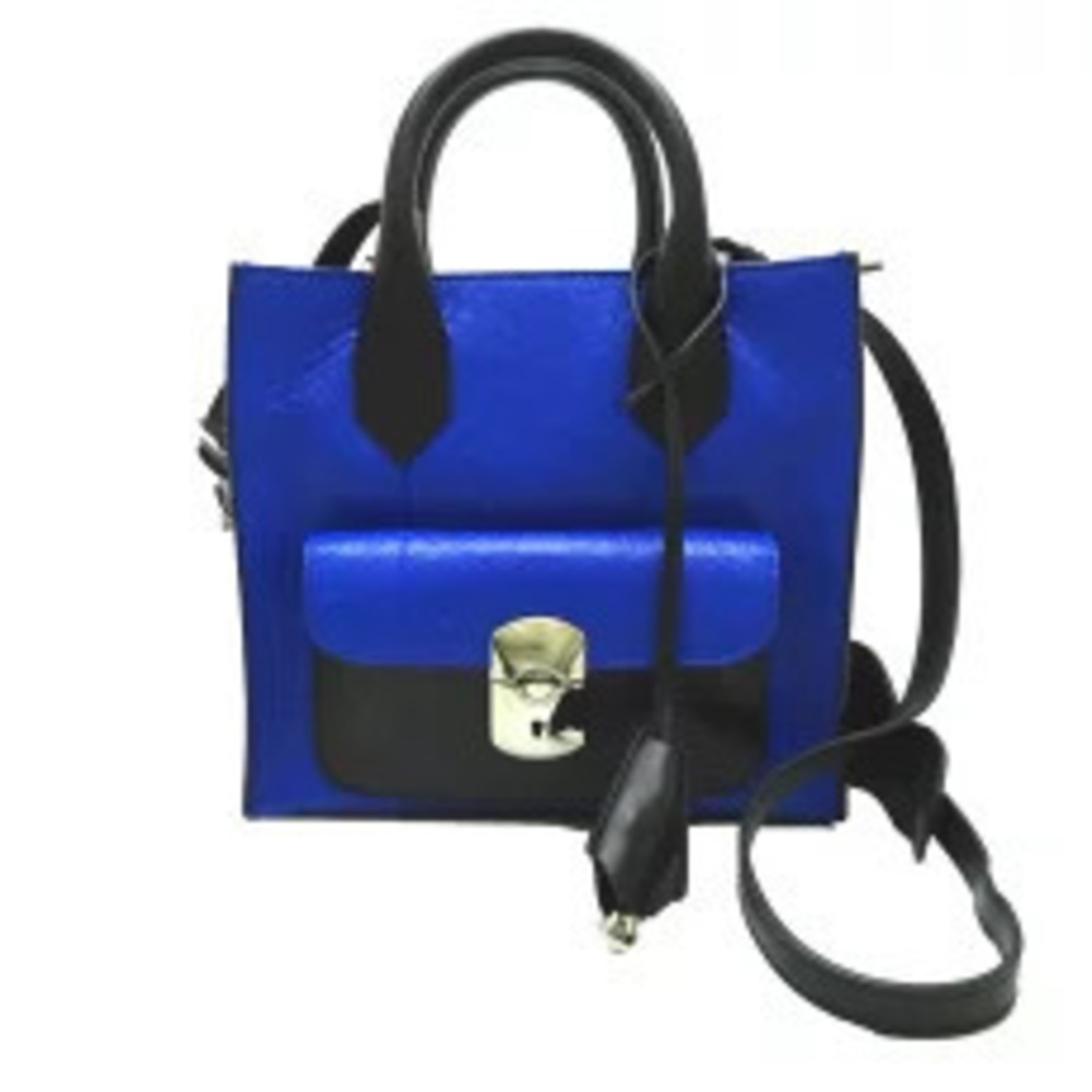 Balenciaga Padlock Handbag Leather Blue Black